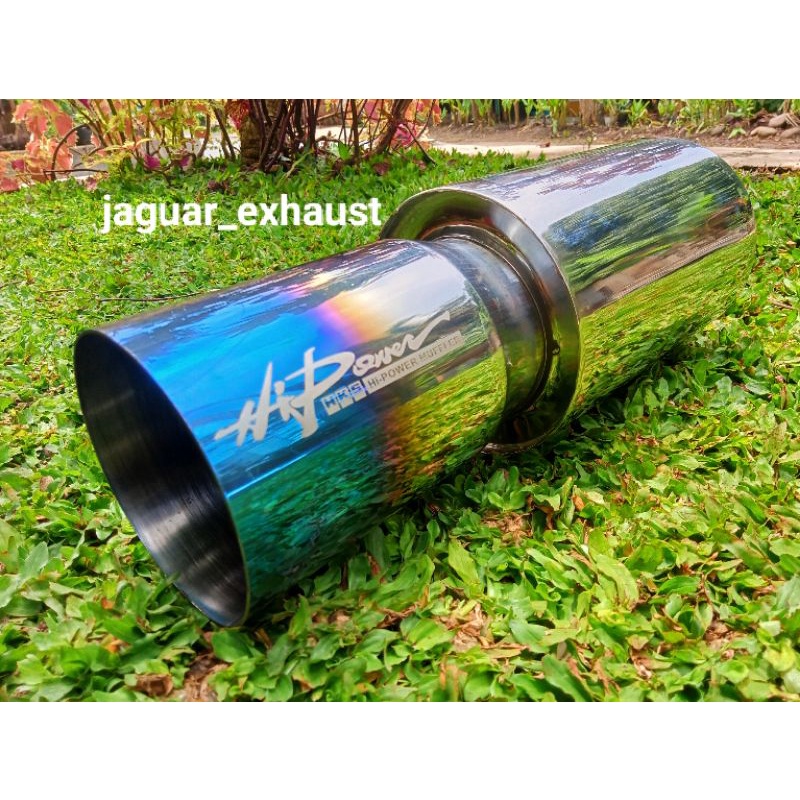 Knalpot mobil Racing HKS HI POWER BIRU/ BLUE/ KNALPOT HKS  material stenlis untuk mobil, yaris, ayla