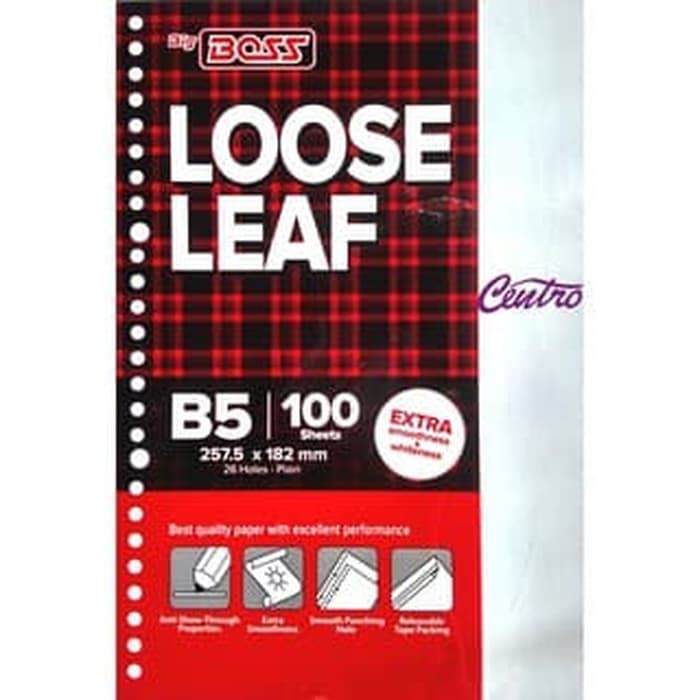 

Isi Kertas Binder - Kertas File - Kertas Note Terbaru!! Big Boss Plain Loose Leaf B5 Isi Binder B5