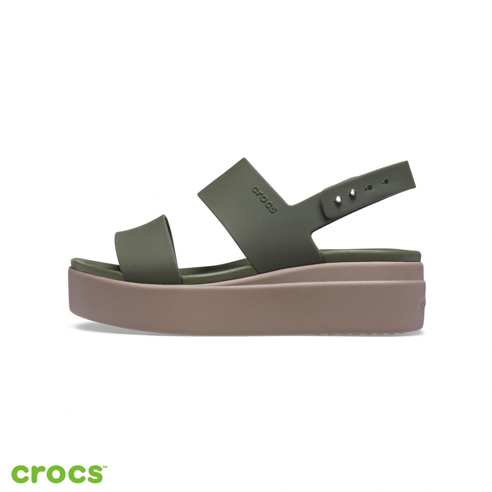 Sandal Wanita / Crocs Brooklyn Low Wedges Tali / Fashion Wanita / Crocs BrookLyn - Army - 206453-31G