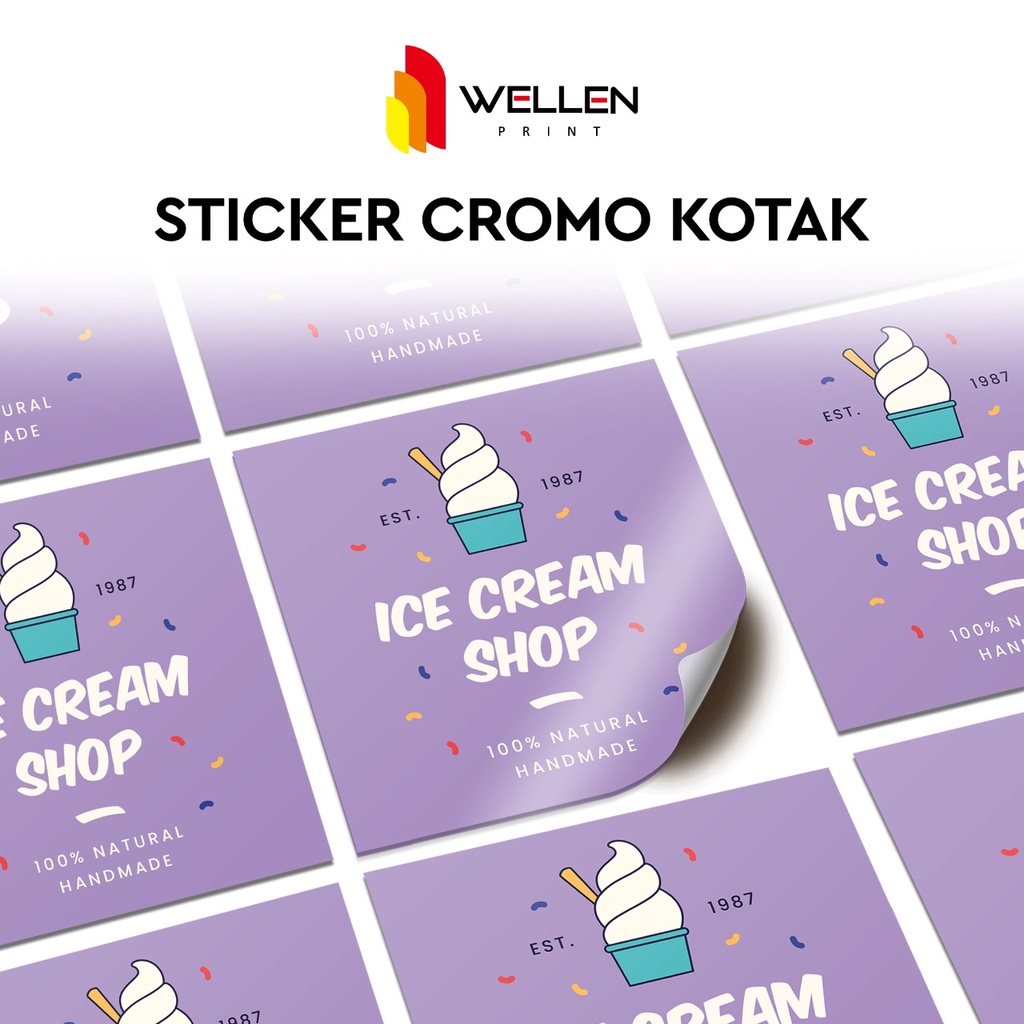 

WELLEN PRINT - Cetak Stiker Label Chromo Kotak / Print Sticker Cromo Kemasan Produk Makanan