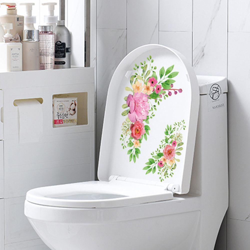 Preva Stiker Toilet Bunga Bunga Hadiah Kamar Mandi Ornamen Perekat Diri Dinding Mural