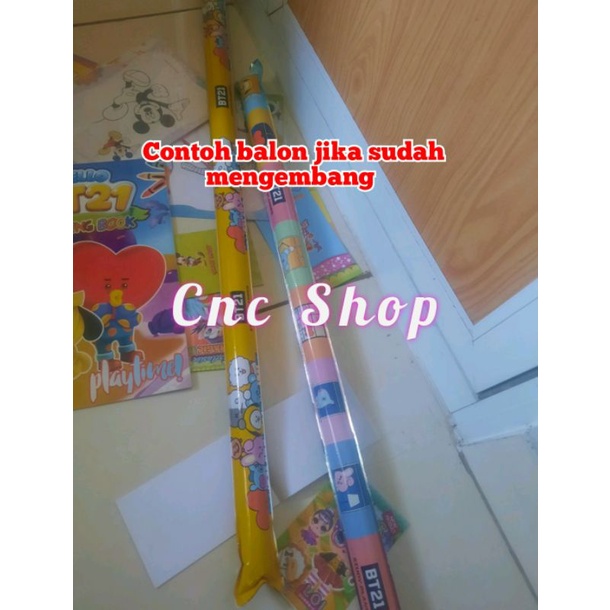 Balon Ulang Tahun Foil Tsum Princess Tobot Mickey Balon Stik Panjang 70cm dipencet tanpa ditiup praktis