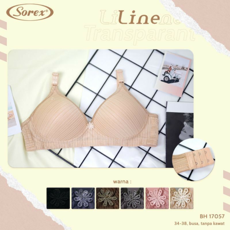 gos SOREX Bra Busa Tanpa Kawat Kait 2 Setara Cup B Line Bra Harian Bh 17057 Pakaian Dalam Wanita