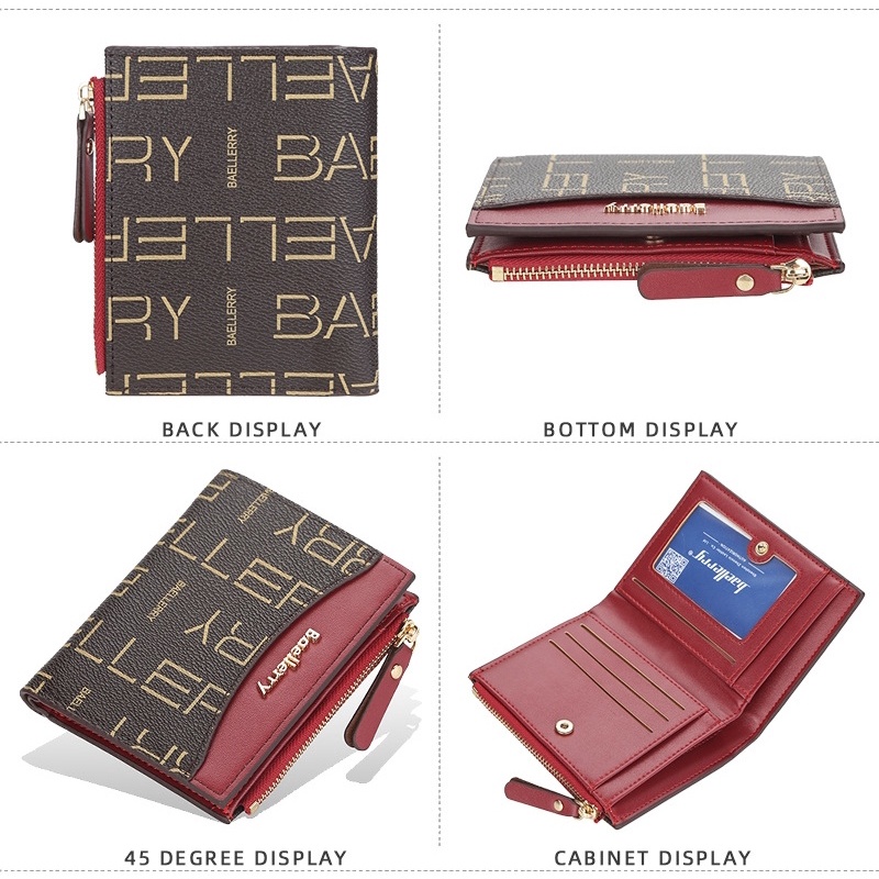 DOMPET IMPORT LIPAT WANITA ORIGINAL BAELLERRY WA327B7 COKLAT PREMIUM KECIL KARTU KULIT STATESA KOREA