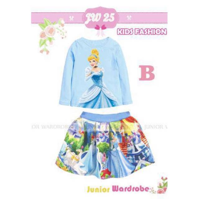 SETELAN+ROK KAOS PANJANG KIDS PRINCESS