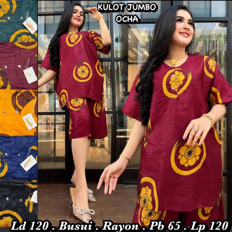 SETELAN KULOT JUMBO MOTIF TIEDYE BALI KEKINIAN BUSUI DEPAN KAOS KATUN ADEM MURAH