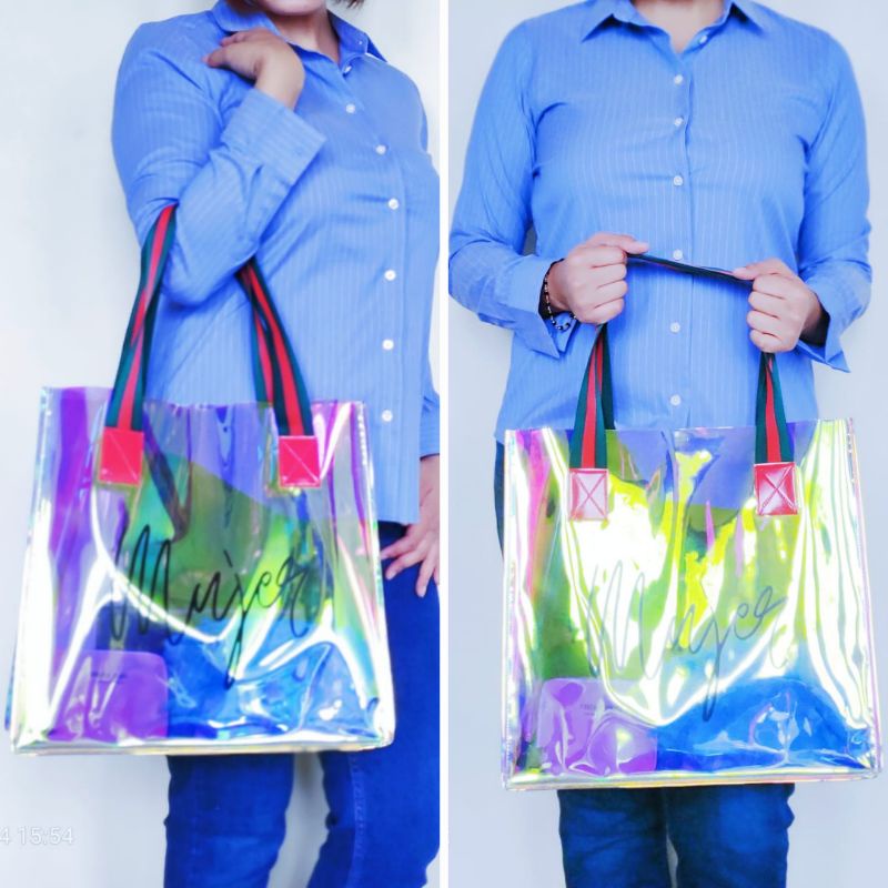 Tote Bag Mika Hologram / totebag / tas tote bag / tas transparan