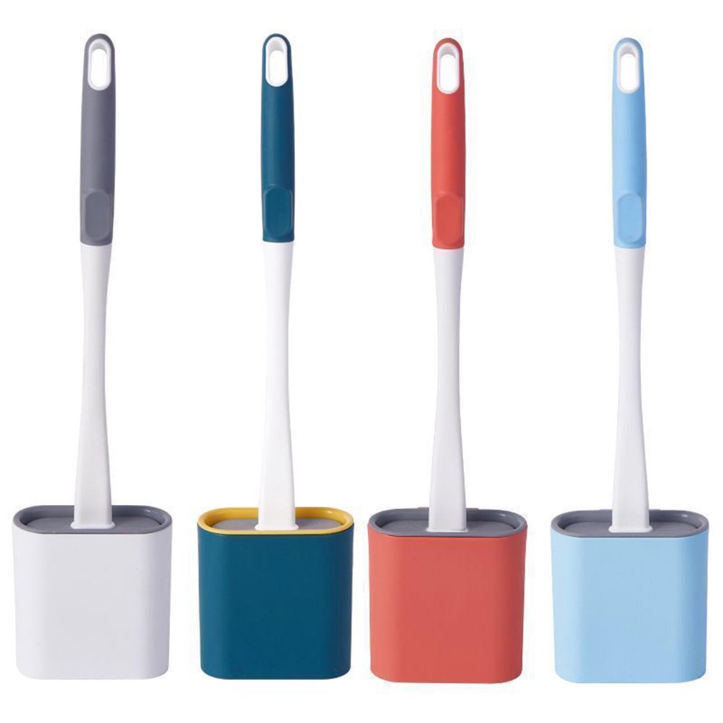 Populer Toilet Brush Clean Any Corner Gagang Panjang Dengan Tutup Dengan Toilet Brush Holder Silicone Flex