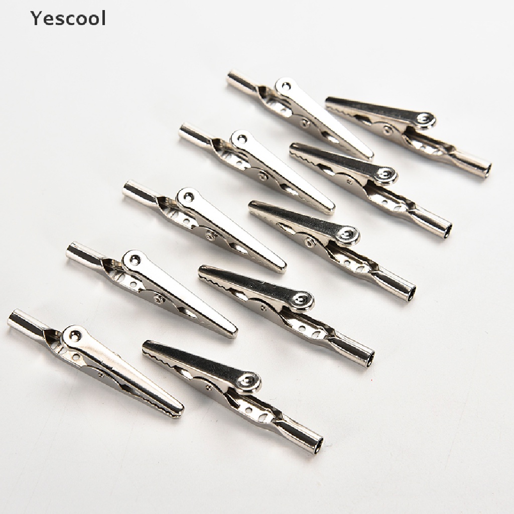 Yescool 10pcs Kabel Test Klip Buaya Bahan Stainless Steel