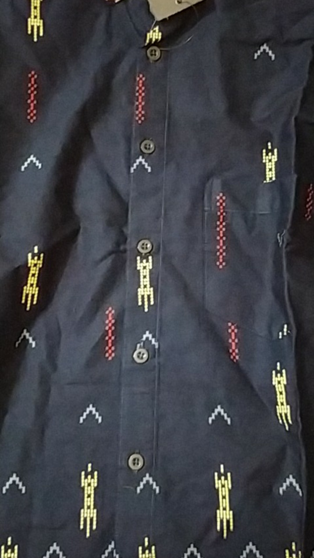 [gridline - R066 Cream Blue] Kemeja Batik Pria Katun Lengan Pendek Regular Krem Biru Pastel Simple