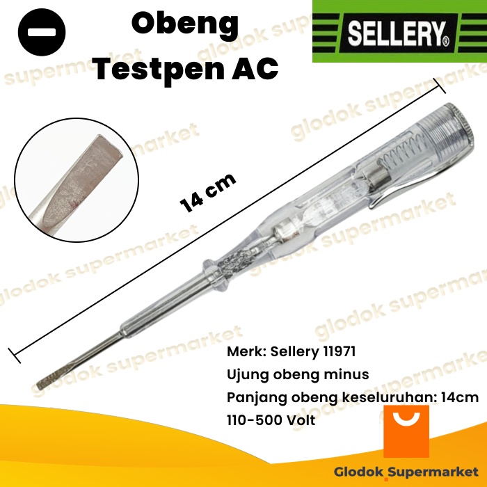 Obeng Testpen AC Sellery 11-971 Tespen 110-500 Volt Panjang 14cm