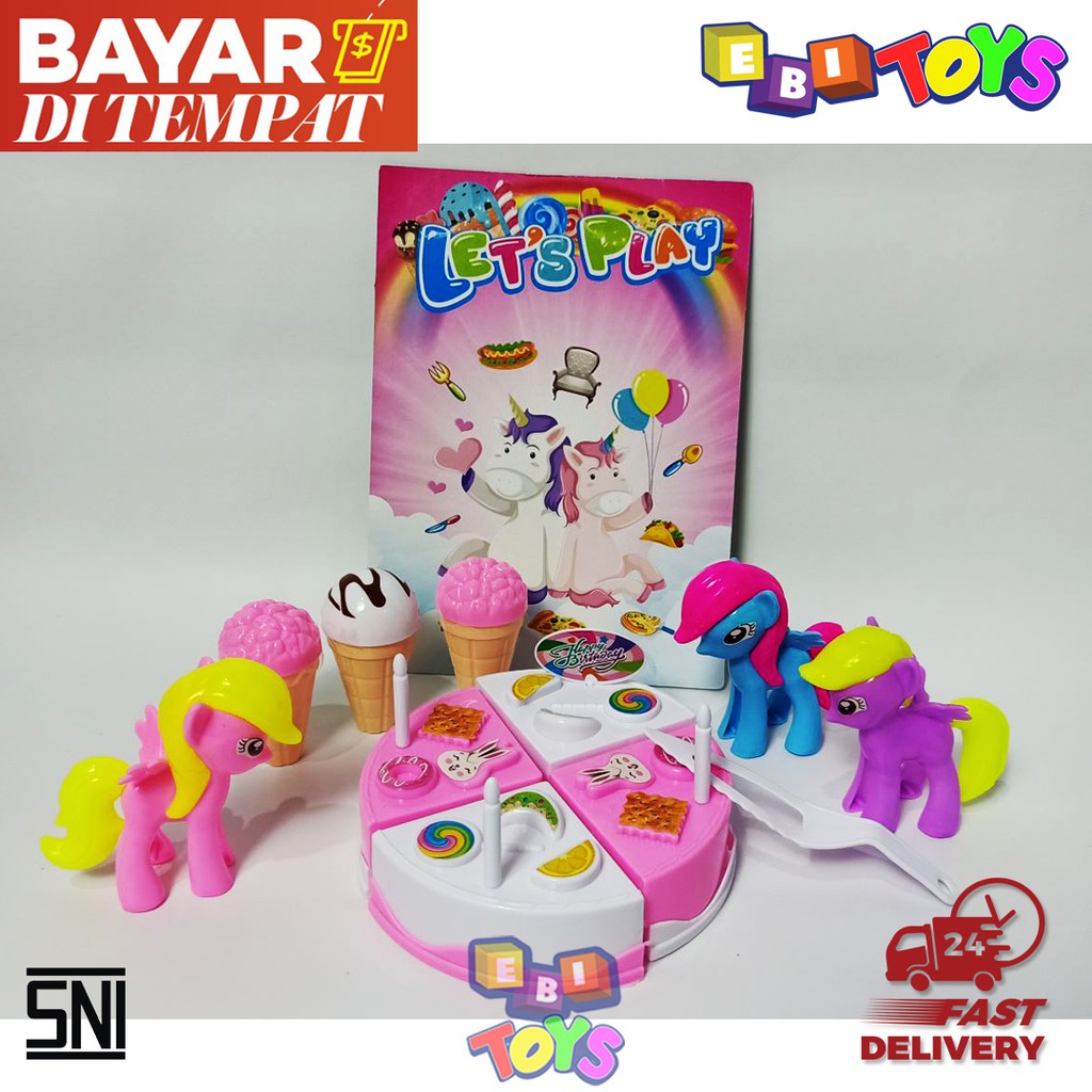 Mainan Kue Tart Kue Ulang Tahun Bonus 3 Kuda Pony Kuda Poni / Mainan Kue Ulang Tahun Murah