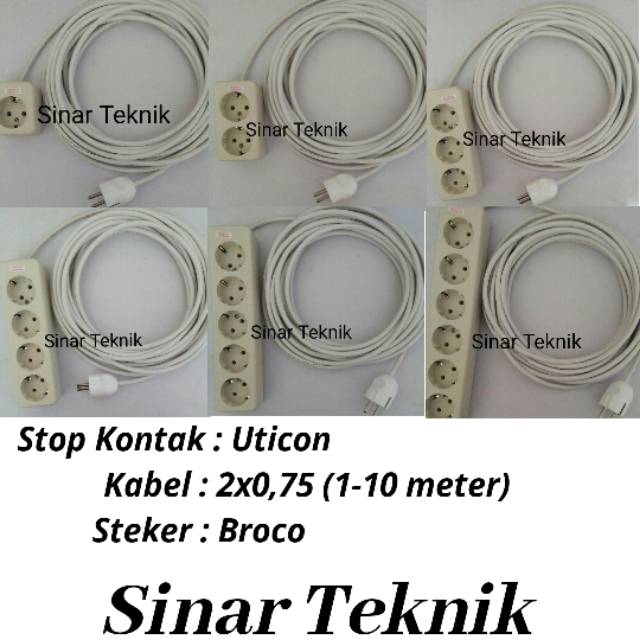 Stop Kontak 1,2,3,4,5,6 Lubang Uticon / Kabel 1,2,3,4,5,7,8,10 Meter / Steker Broco