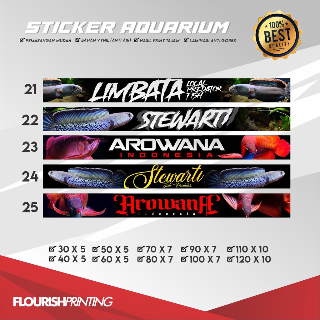 STICKER AROWANA / PREDATOR CHANNA LIST AQUARIUM