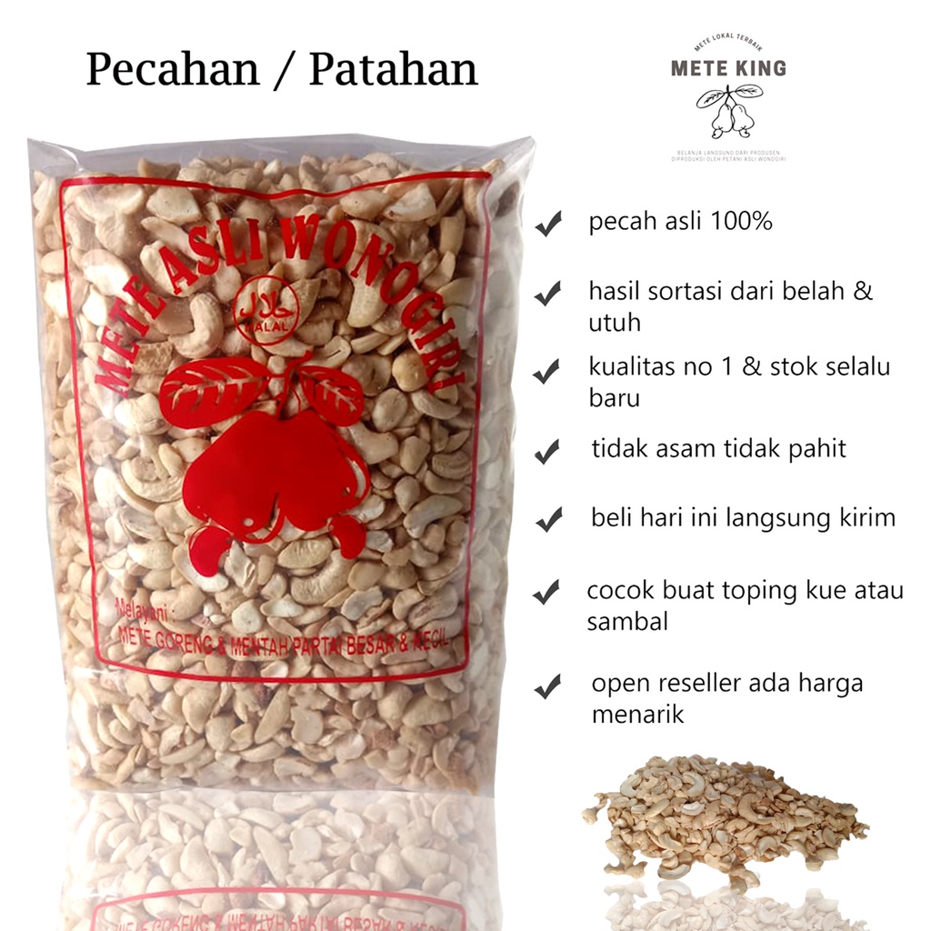 

Kacang mede pecahan remukan patahan besar super mentah 1kg kering oven murah termurah mete mente belah