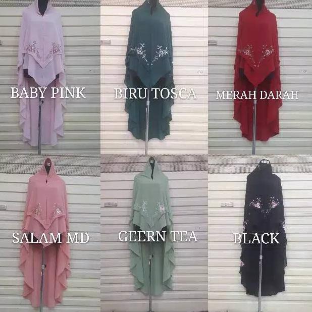 QWA PREMIUM KHIMAR - Hijab Ceruti LV Bordir Keliling Jilbab Jumbo Syari ORI JNS❉ (Model Terkini)Baru