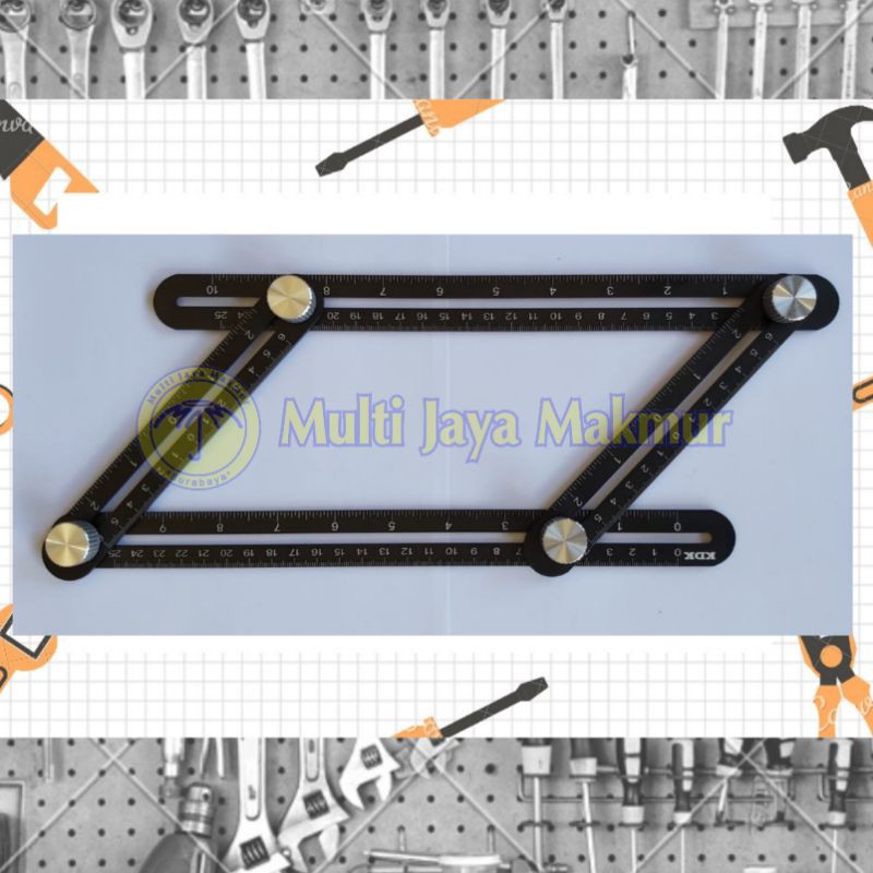 Penggaris Keramik 4 Lipat Besi Adjustable Multi Fungsi Ruler