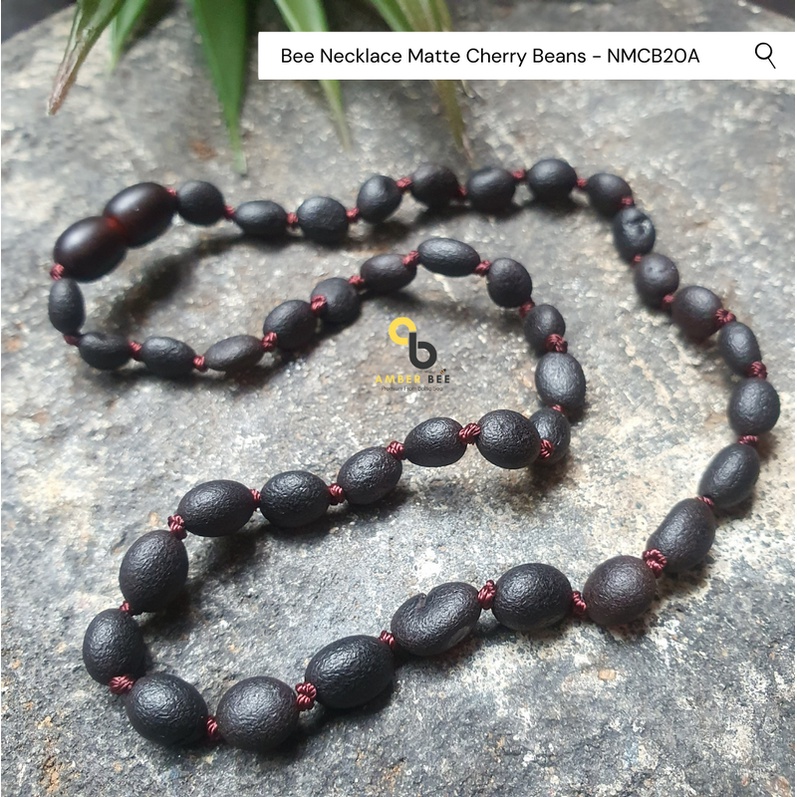 Kalung Amber Bayi &amp; Anak ORI Baltic Premium Matte Cherry Beans NMCB20A By Amber Bee