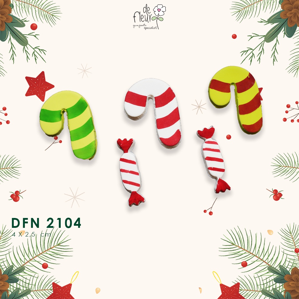 

Gumpaste hiasan kue natal permen tongkat /candy cane colorfull