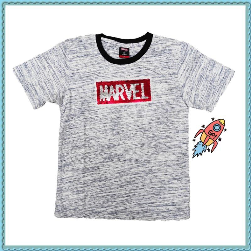 Nevada marvel flip sequin black stripes kaos anak laki laki 3-4 thn