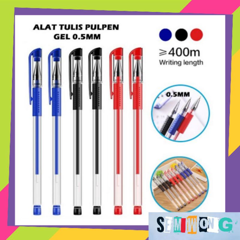 Pulpen Gel Ink 0.5 MM Pulpen Tinta Cair Pena Sekolah Pena Office Kantor Standard Warna