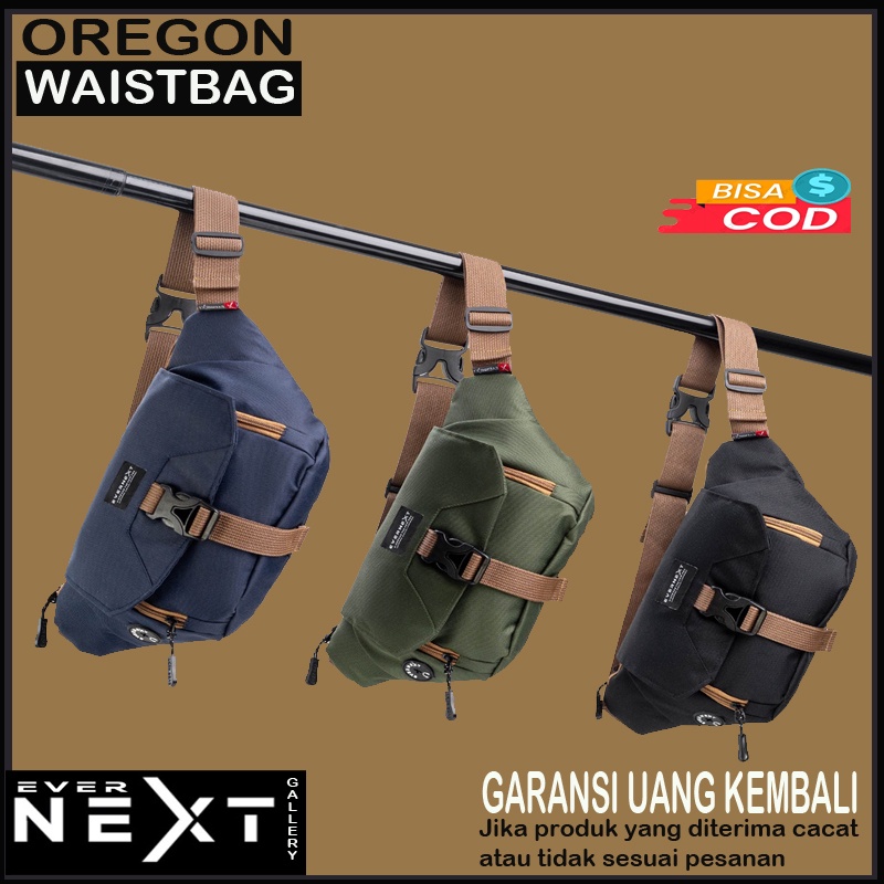 Promo tas slempang selempang pria murah original terbaru kualitas import waistbag tas pinggang cowok distro waisbag pria Oregon series