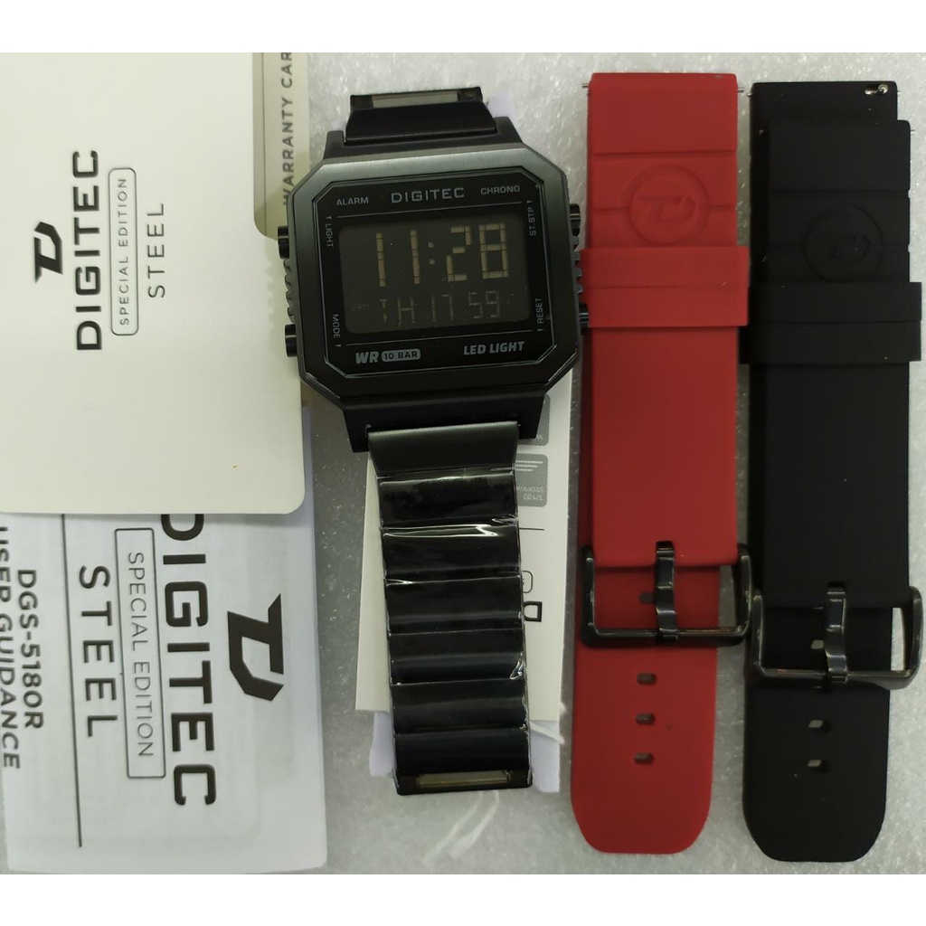 Jam Tangan Digitec Extra Straps DGS5180R DGS-5180R -BK-4 Original Murah