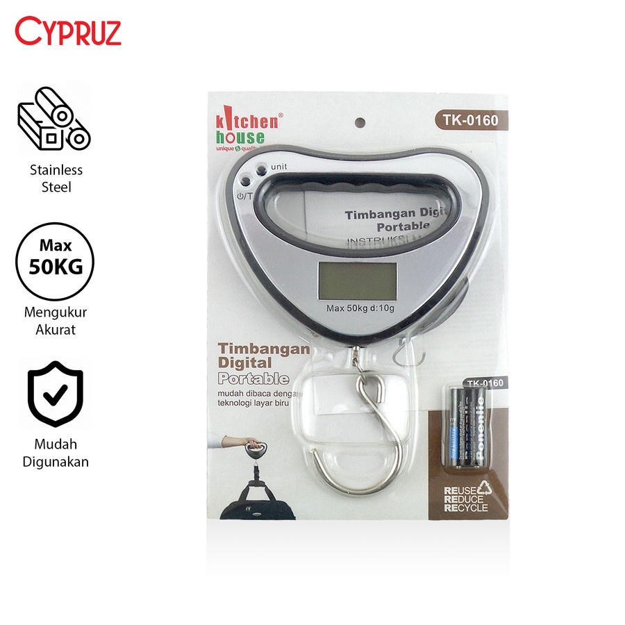 Cypruz Timbangan Digital Scale Portable Stainless Max 50 kg TK-0160