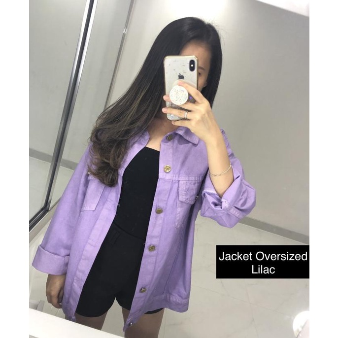 DENIM JACKET OVERSIZED LILAC / JAKET JEANS UNGU