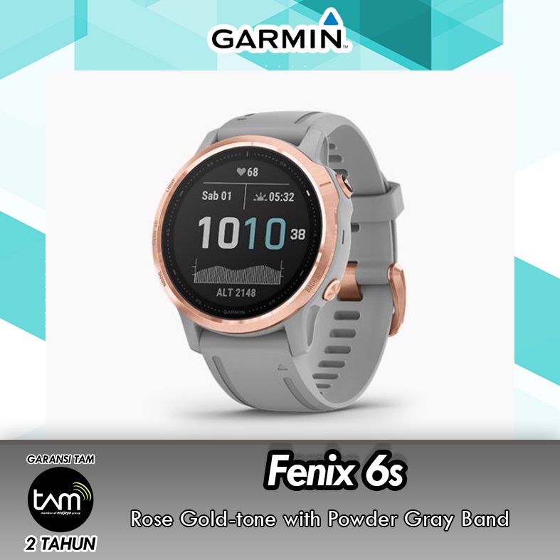 GARMIN Fenix 6S - Rose Gold Tone W/ Powder Gray Band Original Smartwatch Garansi Resmi 2 Tahun TAM