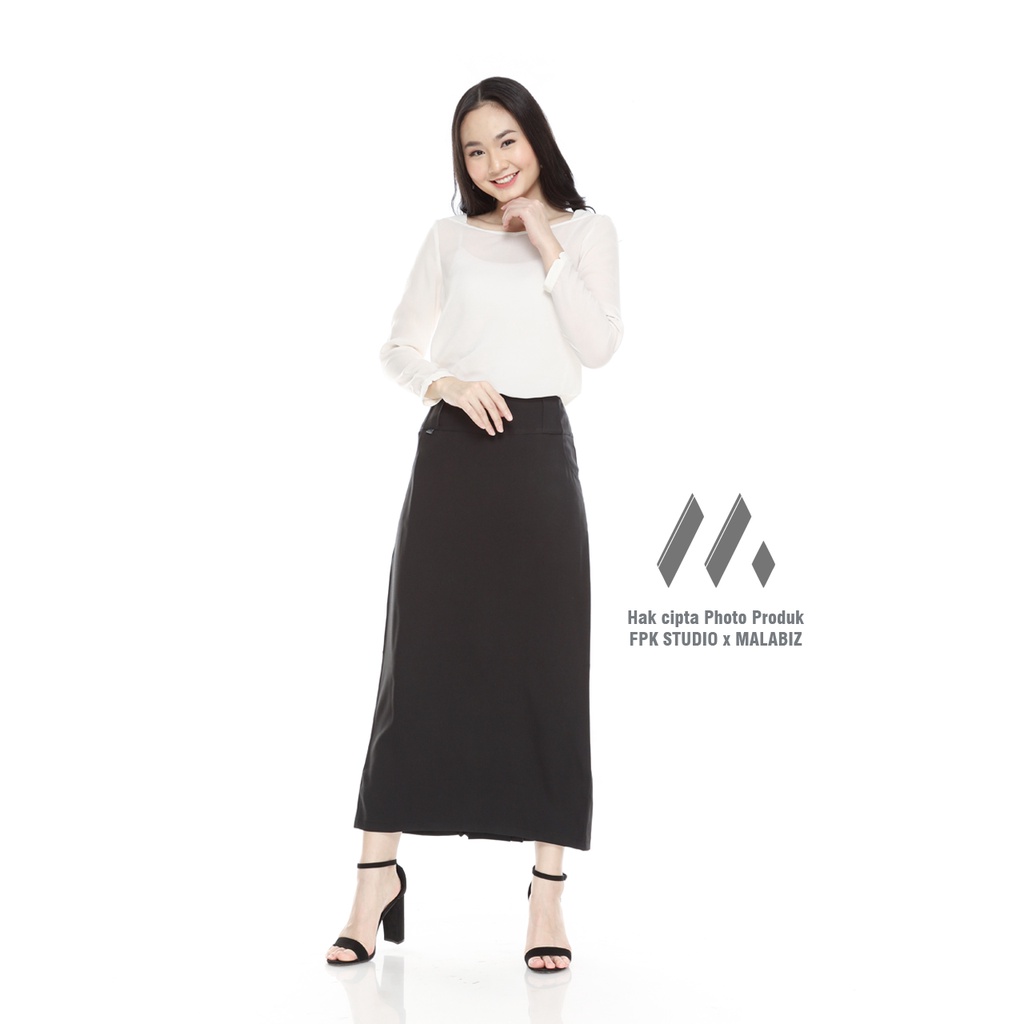 HIFIE - Rok Kerja Model Stop Floy  Bahan Jas Tebal dan Melar Rok Basic Rok Kerja Rok Kantor Rok standar ROk hitam wanita Rok belakang wiru rok belakang stop floy Rok Belakang Lipat Kipas ROk A Line