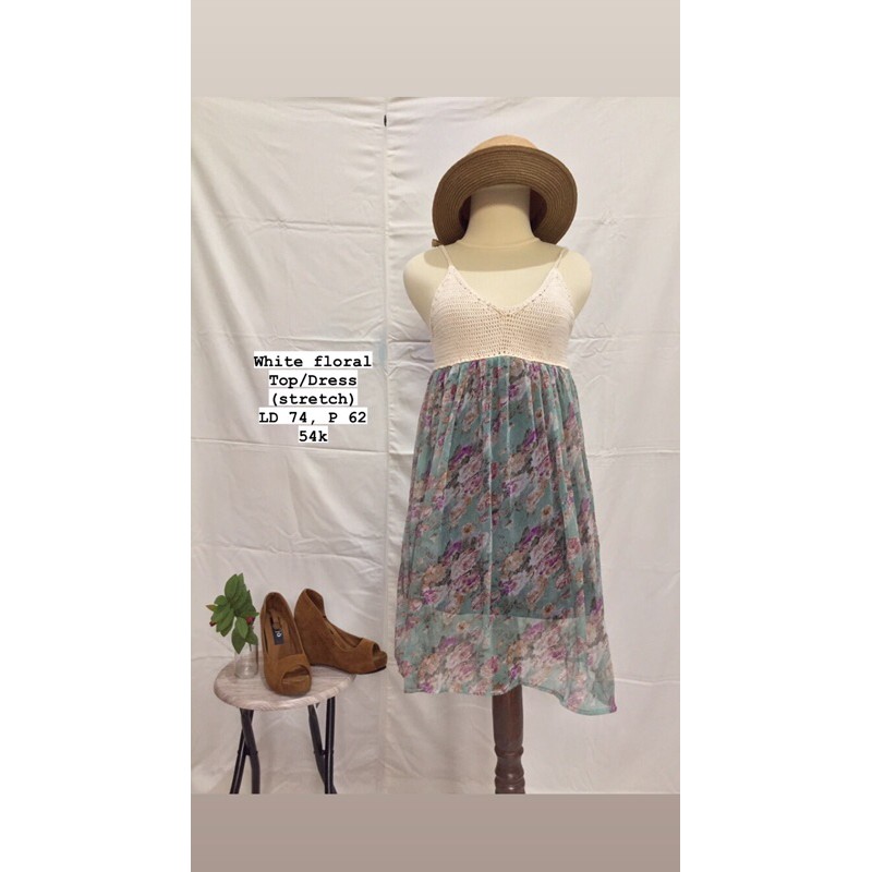 TANK TOP DRESS RAJUT MIX SIFON BUNGA