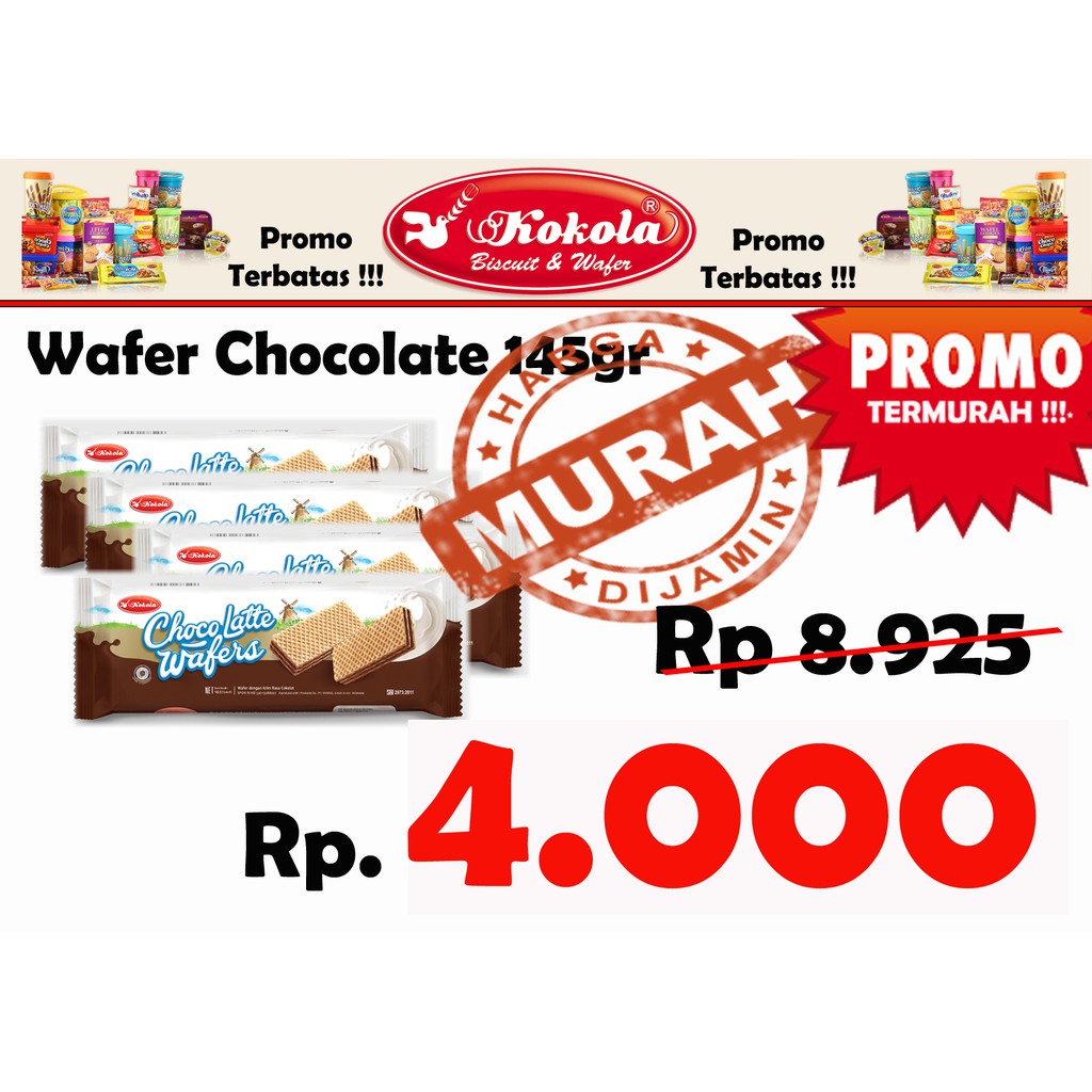 

Wafer Chocolate 145gr Kokola