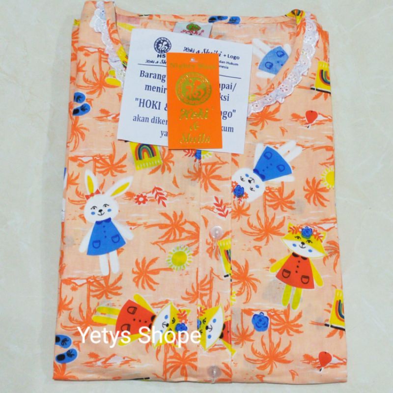 CP Full Kancing Hoki&Sheila LD110 Baju Tidur Piyama Standart [Part 1]-Beach Rabbit HS Oren