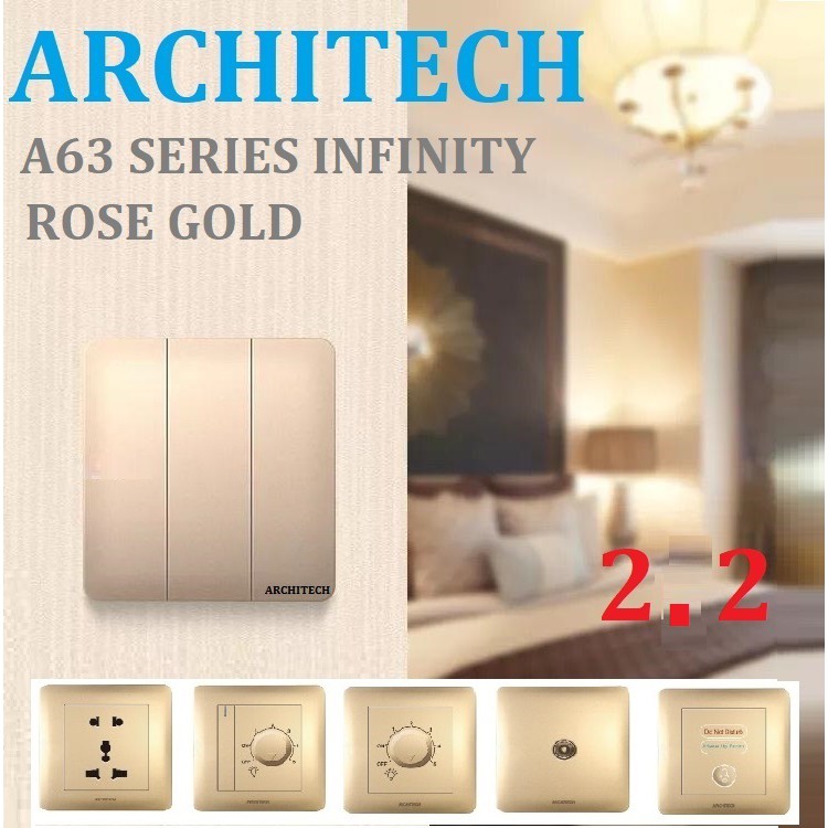 Architech Infinity Gold A63 Stop Kontak Saklar / Saklar / Sakelar/ Cetekan Gabungan