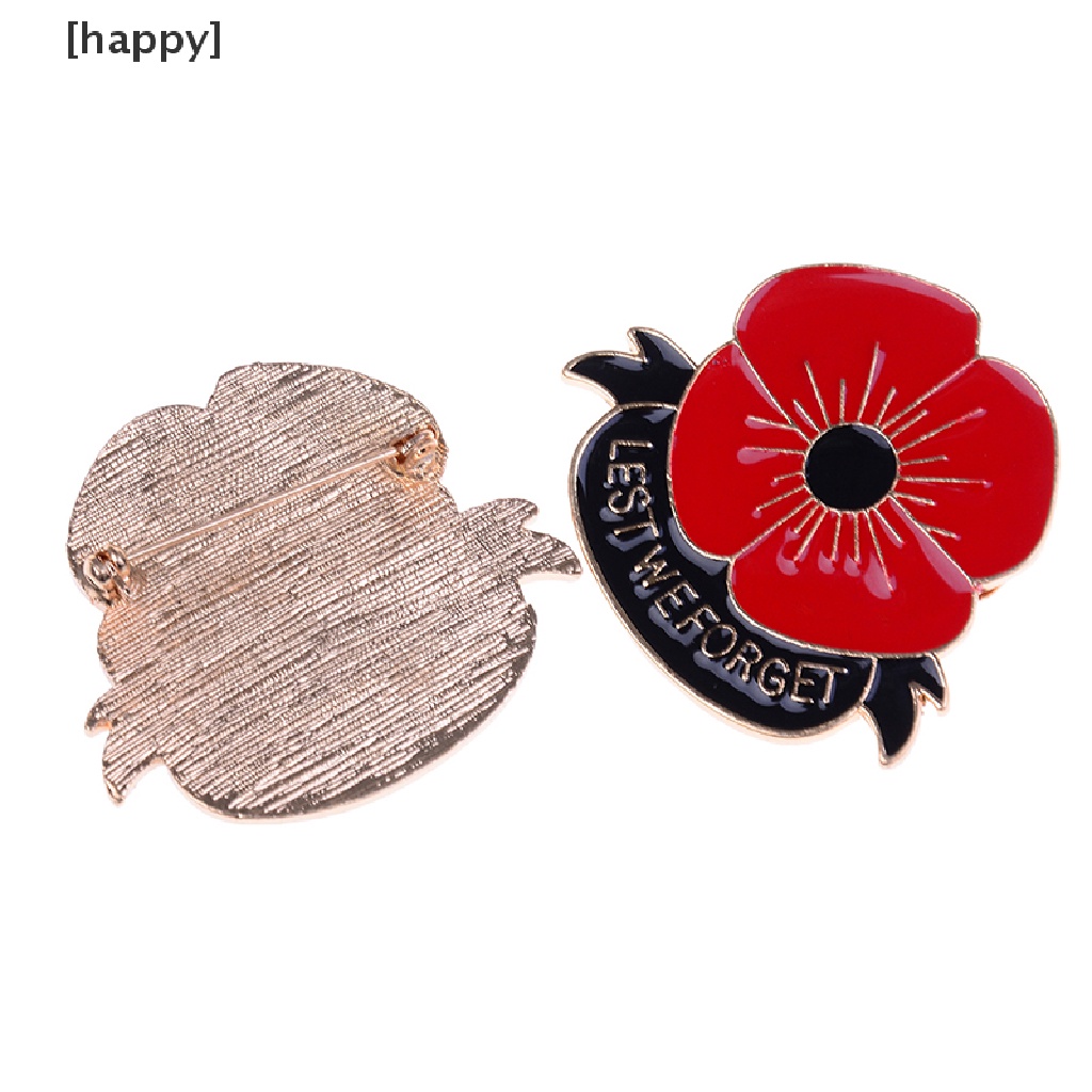 Pin Bros Enamel Bentuk Bunga Poppy Warna Merah Untuk Hadiah