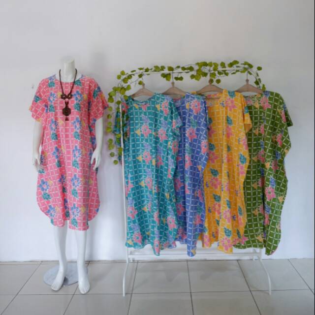 Baju Lowo Daster Pastel Warna Cantik Cerah Batik Floral Homedress Homewear Fashion Wanita Ecer