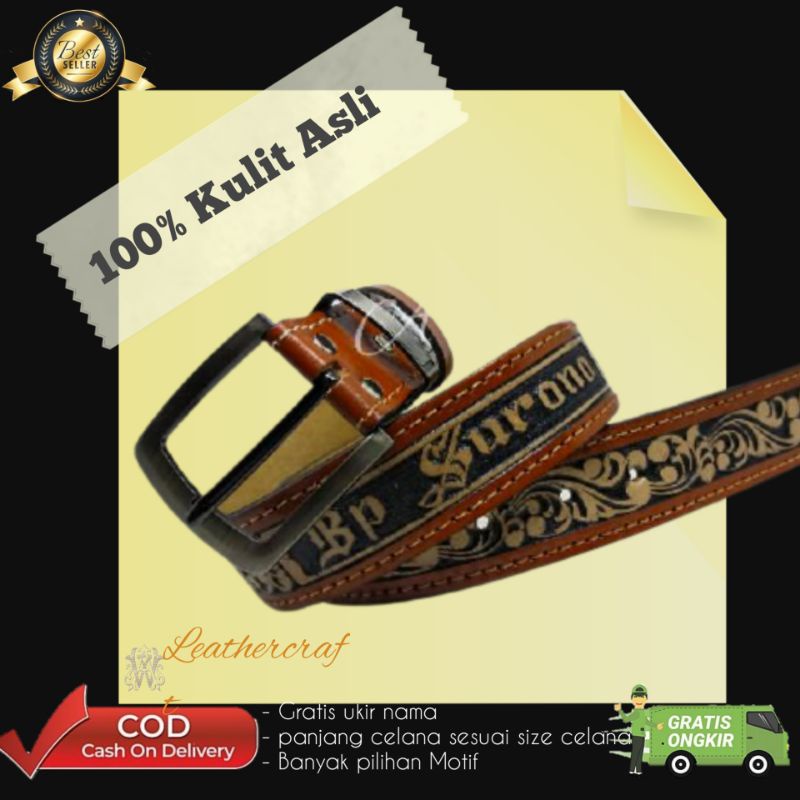 Sabuk Kulit Pria Asli Ukir Custom
