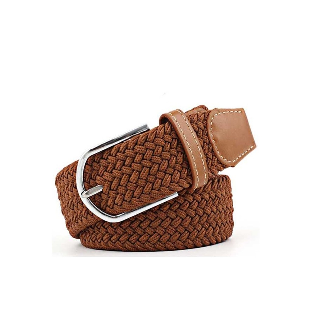 Hamlin Ruth Belt Tali Ikat Pinggang Wanita Bahan Canvas Casual Knitted Buckle ORIGINAL - Brown