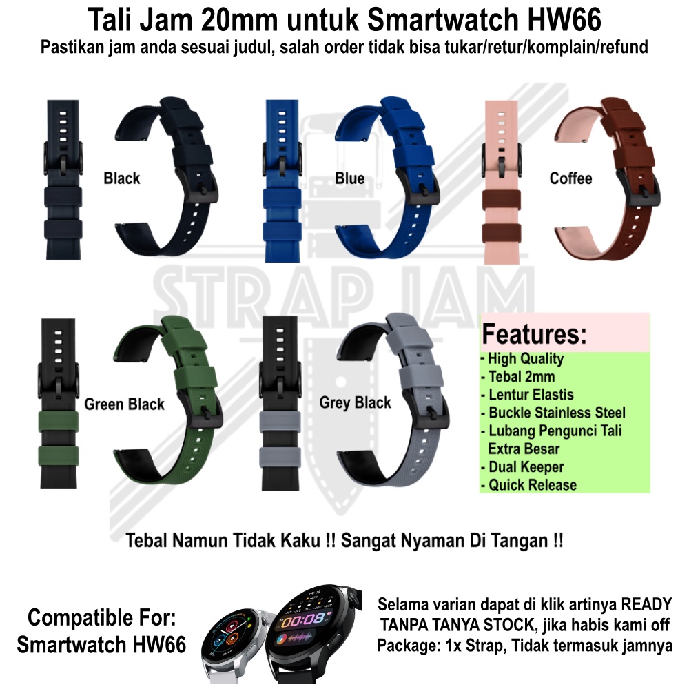 HNN Tali Jam Tangan Smartwatch HW66 - Strap 20mm Rubber Lentur Nyaman