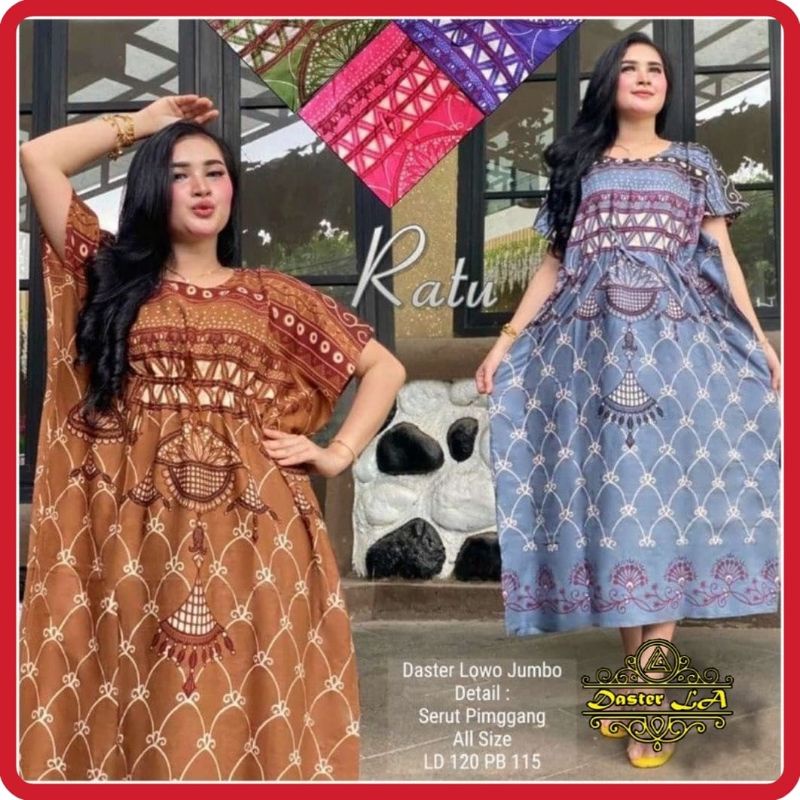 Daster Lowo JUMBO RATU / Daster Kelelawar Ratu / Daster Kalong Serut depan Ld 120