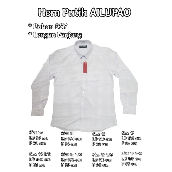 Kemeja Putih AILUPAO Bahan BSY