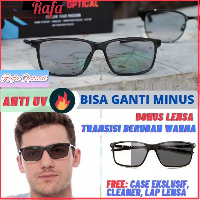 Kacamata Photocromic Pria Berubah Warna  Transisi Kaca mata Cowok Lensa Normal Minus SmartTransition