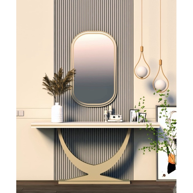 MEJA CRADENZA 002 /MEJA RIAS LED SET / MEJA AESTHETIC / MEJA KONSOL / MEJA RIAS PUTIH GOLD BESI / ME