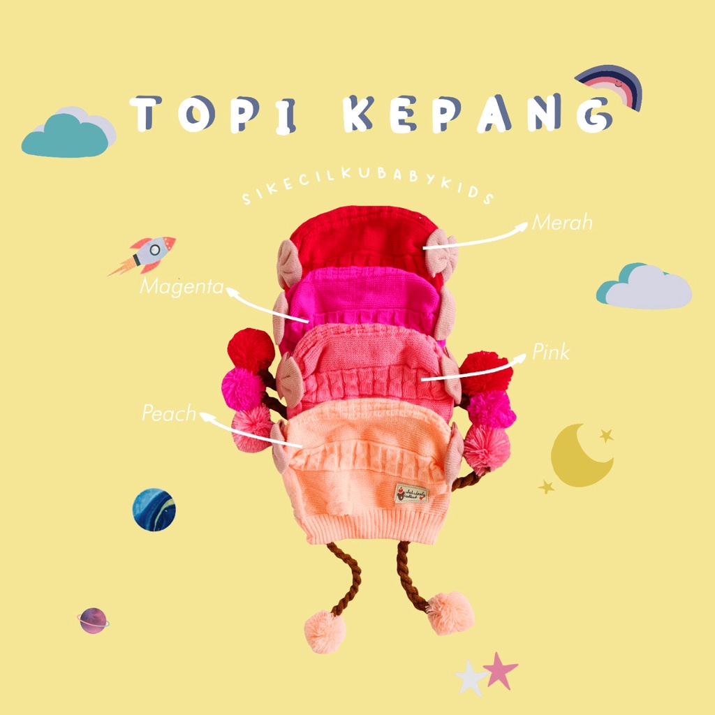 Topi Kupluk  Bayi Rambut Kepang