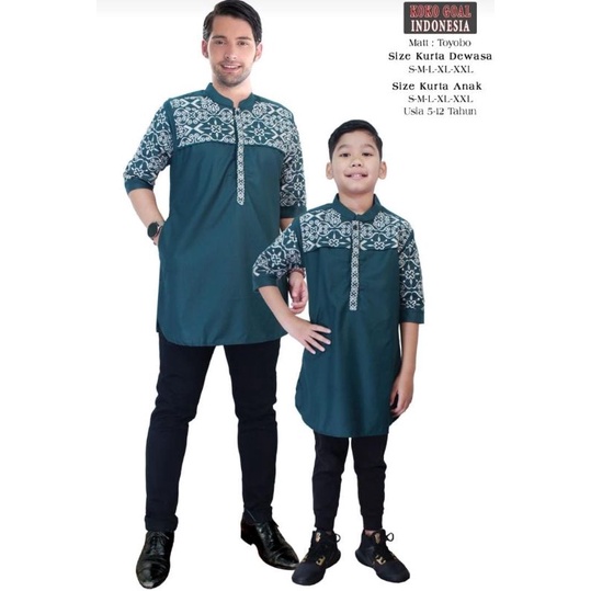 Baju Koko Couple Qurta Warna Lengan 3/4, design 02 by KOKO GOAL INDONESIA