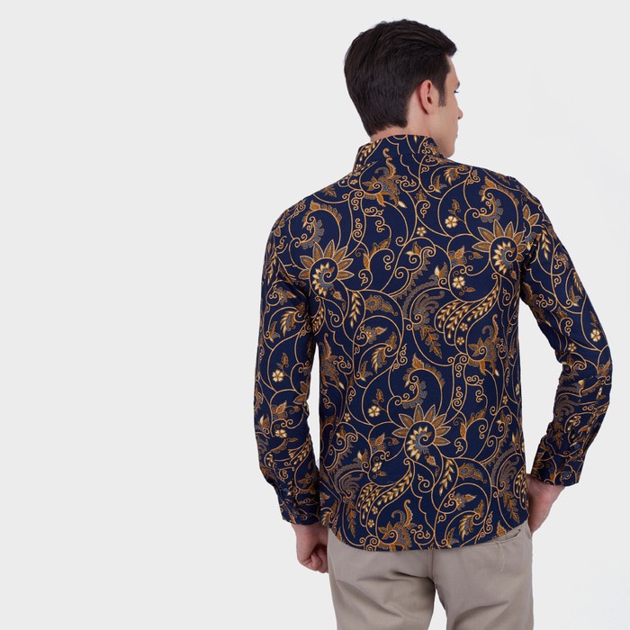 HOT SALE - JAYASHREE BATIK KEMEJA SLIMFIT RAMA NAVY LONGSLEEVE PRIA COUPLE BATIK