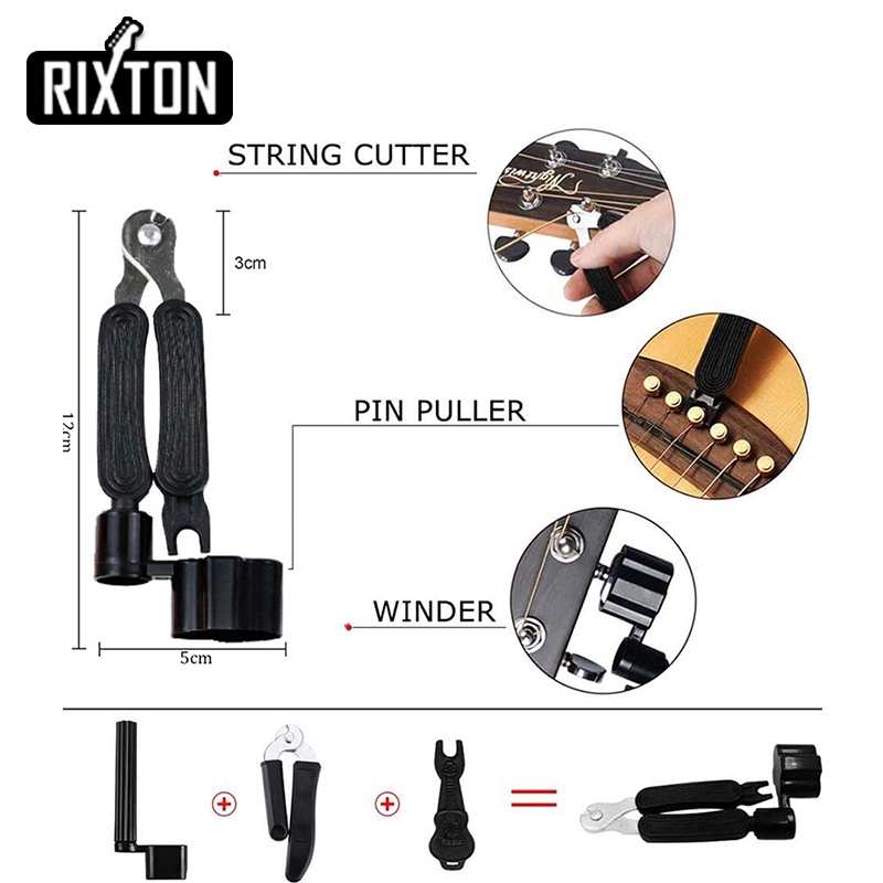 Rixton Alat Gitar Mengubah Kit 65 Pcs Strings Pick Capo Winder &amp; Cutter Tuner Aksesoris String Kit