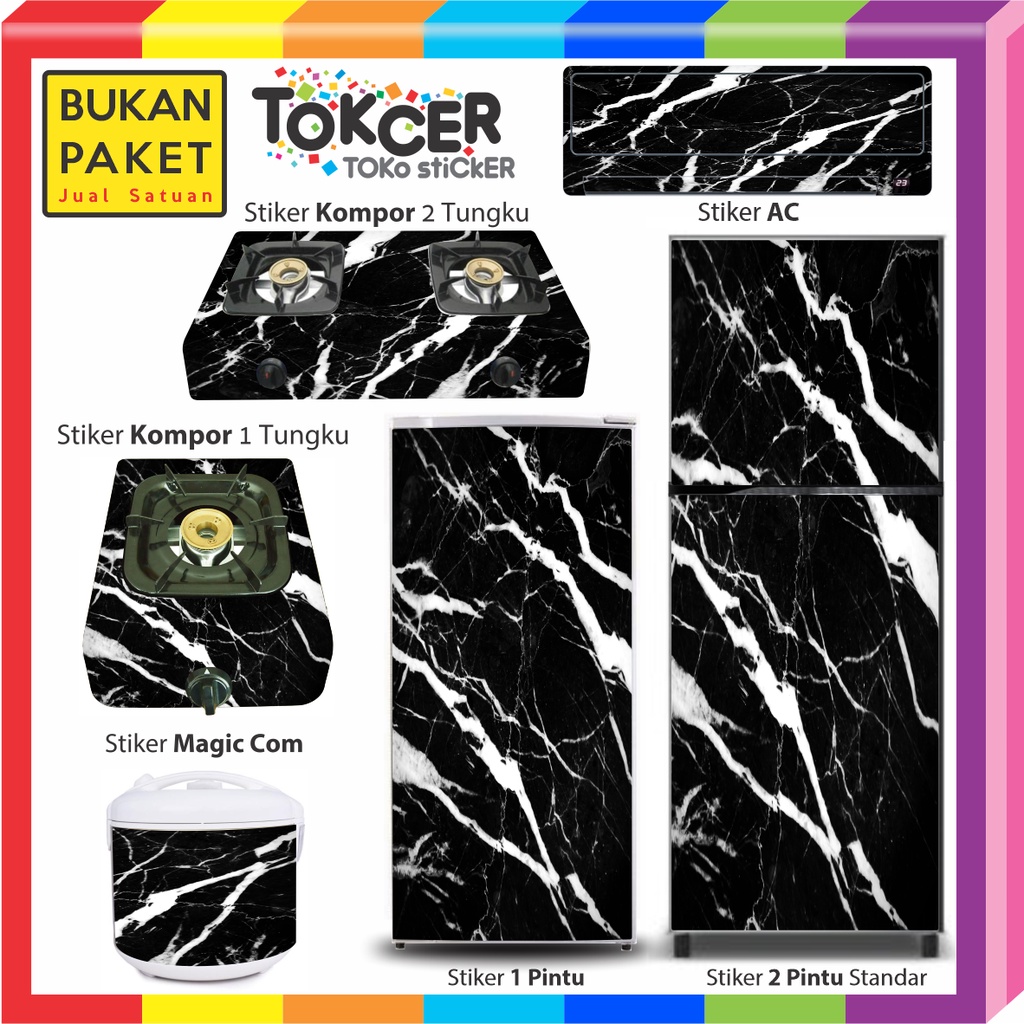 Stiker Kulkas/stiker Kompor/stiker Magicom/stiker AC Motif MARMER HITAM