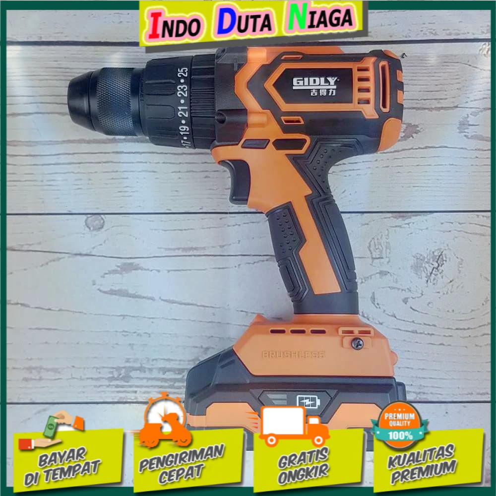Gidly Wireless Electric Cordless Power Drill Bor Listrik 20V - 2020009